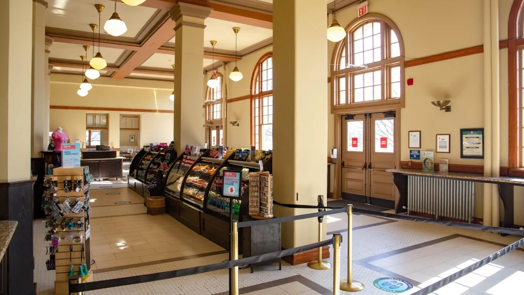 Interior of the Ellis Island Cafe, located within the Ellis Island National Museum of Immigration