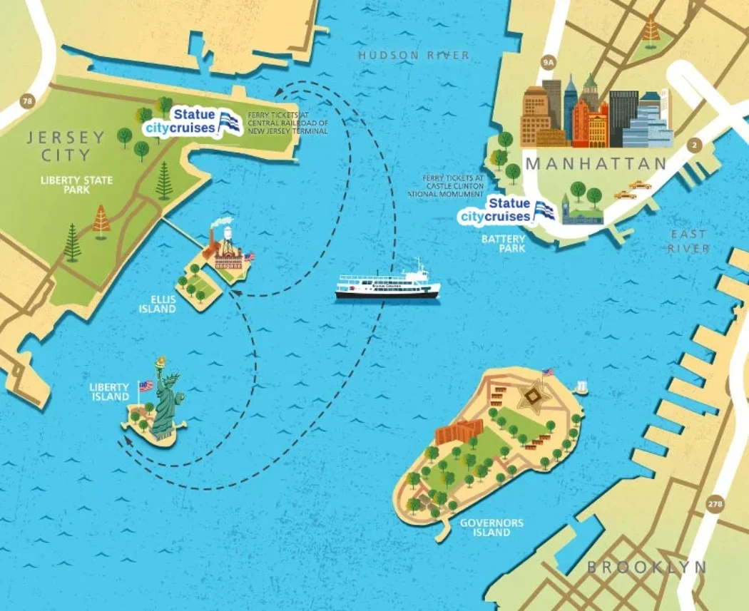 Map of Liberty Ferry from New Jersey