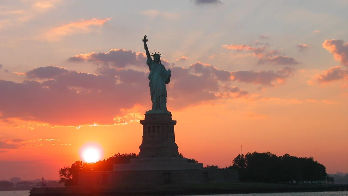 Liberty Statue seen from the Sunset Cruise