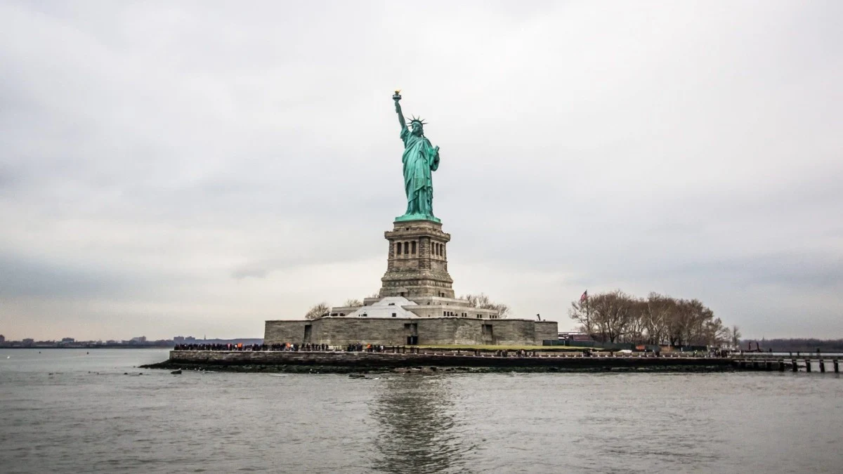 View of the Statue of Liberty from Manhattan, NYC
