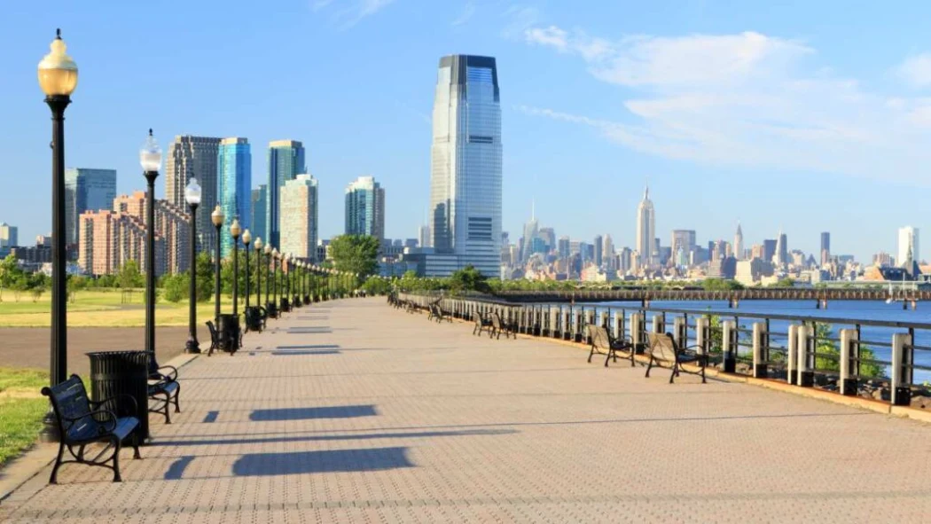 Waterfront walkway at Liberty State Park in Jersey City